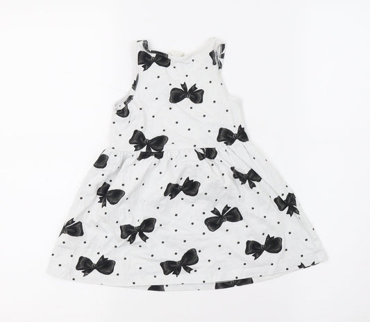 H&M Girls White Polka Dot Fit & Flare Size 2 Years