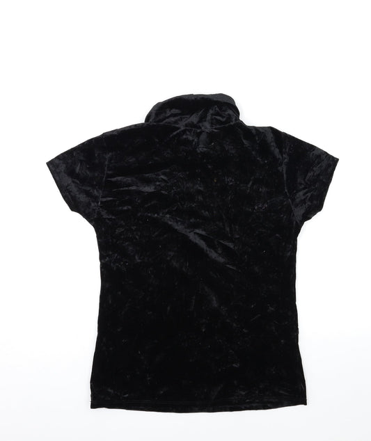 FULLAH SUGAR Womens Black Velour Basic T-Shirt Size S