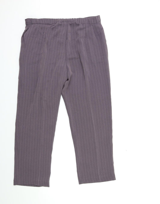 Preworn Womens Purple Striped Trousers Size 36 in L28 in
