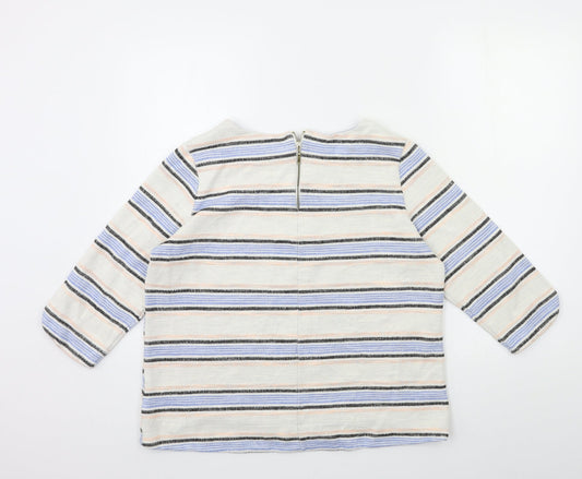 Marks and Spencer Womens White Striped Pullover Jumper Size 14