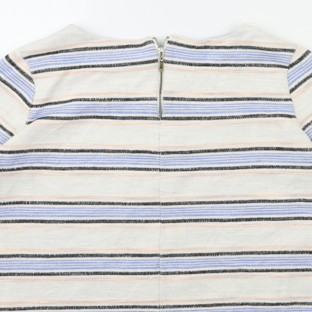 Marks and Spencer Womens White Striped Pullover Jumper Size 14
