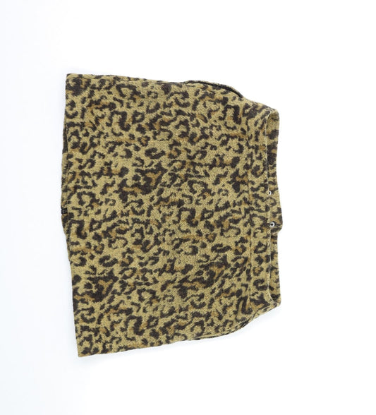 NEXT Womens Brown Animal Print Skater Skirt Size 10