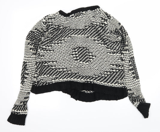 Dorothy Perkins Womens Black Geometric Knit Cardigan Jumper Size 6