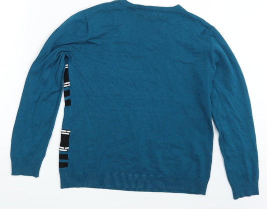 Mindflower Mens Multicoloured Striped Pullover Sweatshirt Size M