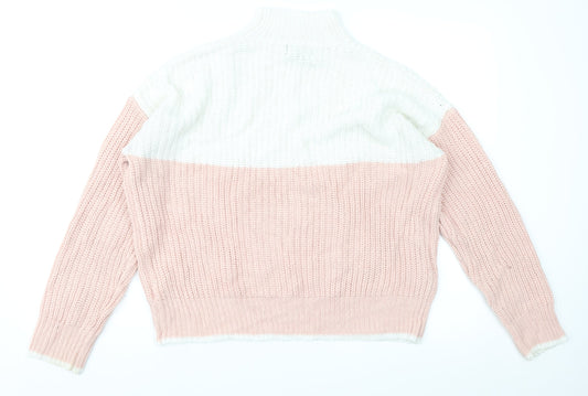New Look Womens Pink Geometric Pullover Jumper Size S