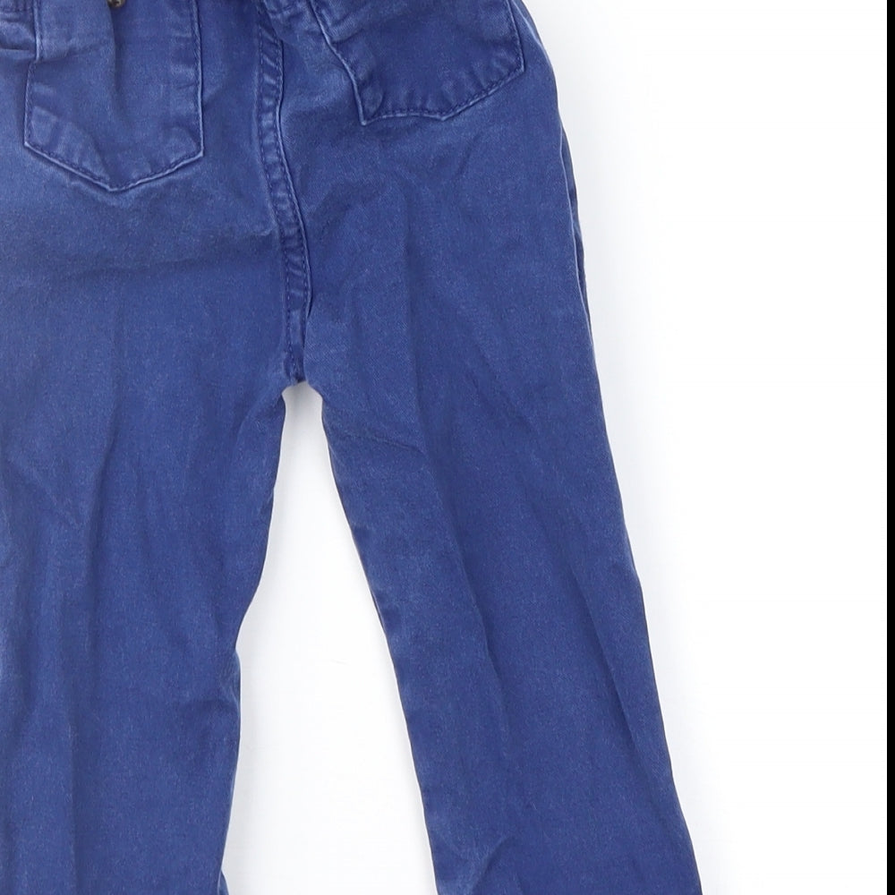 Brand and care label for Mini Club Baby Blue Cargo Trousers, size 9-12, Months