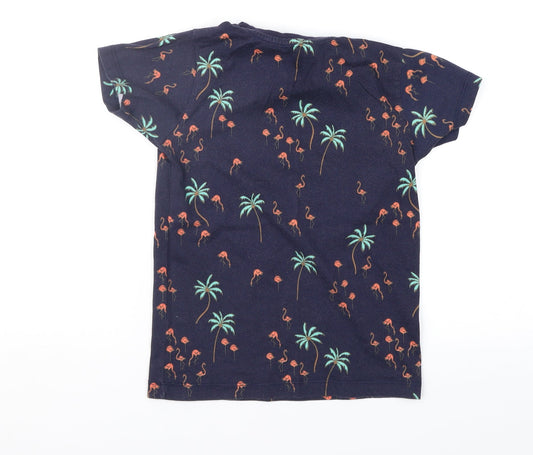 Matalan Girls Blue Geometric Basic T-Shirt Size 7 Years