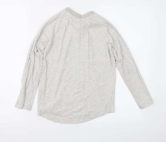George Girls Grey Striped Basic T-Shirt Size 9-10 Years