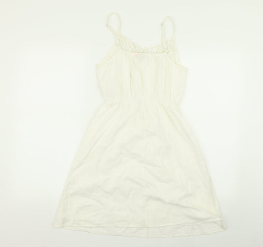 Only Womens White Geometric Fit & Flare Size 6