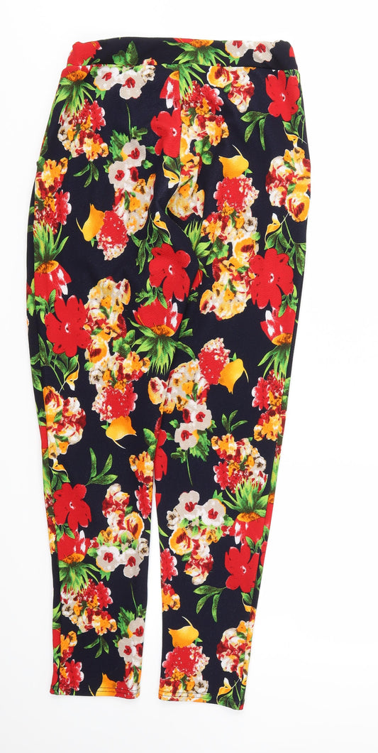 MISSI Womens Multicoloured Floral Trousers Size 10 L29 in - Stretch waistband