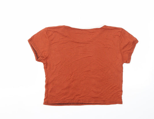 Queen Womens Brown Basic T-Shirt Size M