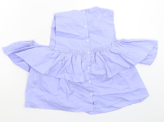 Zara Womens Blue Basic Button-Up Size S