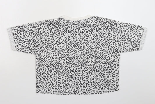George Girls White Animal Print Basic T-Shirt Size 11-12 Years