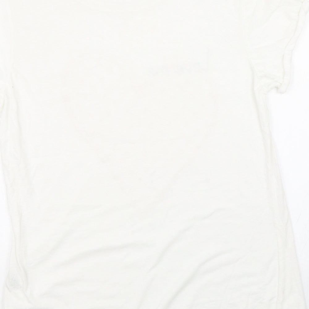 Brand and care label for Papaya women’s white basic t-shirt, size UK 12