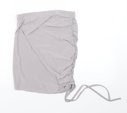 Boohoo Womens Grey Wrap Skirt Size 10