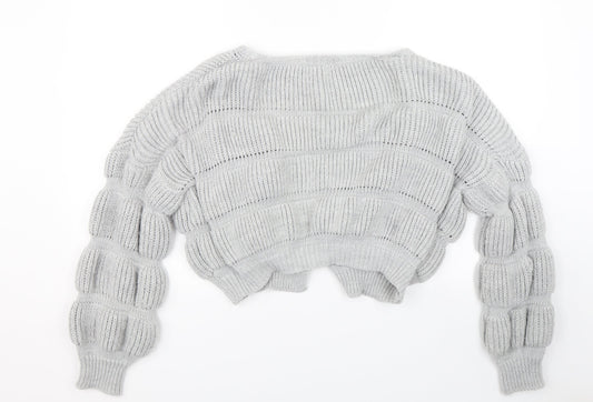 Nana Womens Grey Striped Cardigan Jumper Size M