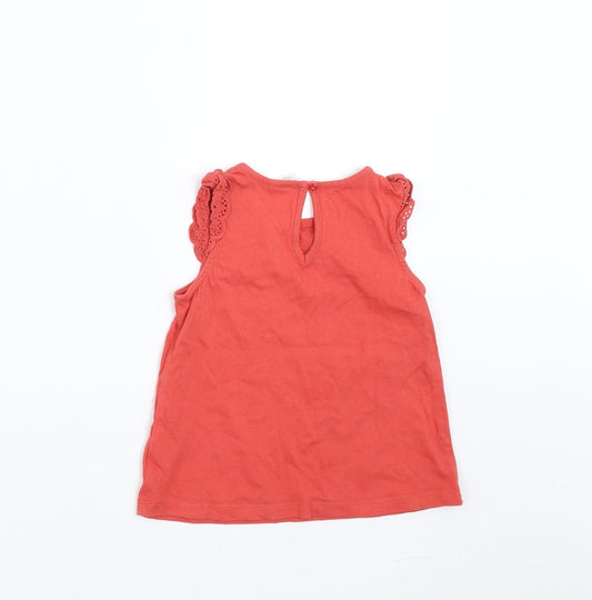 H&M Girls Red Basic T-Shirt Size 2-3 Years - coral coloured