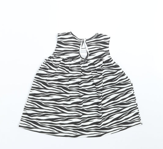 H&M Girls Black Animal Print Basic T-Shirt Size 2-3 Years