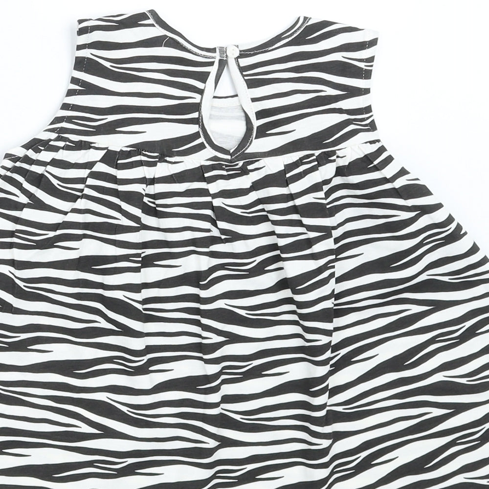 H&M Girls Black Animal Print Basic T-Shirt Size 2-3 Years
