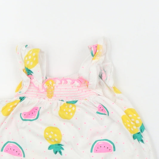 Preworn Girls White Basic Blouse Size 3-6 Months - Pineapple
