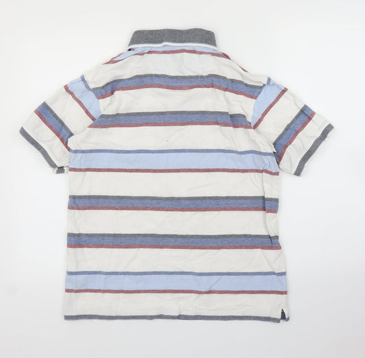 Maine Mens Blue Striped Polo Size S
