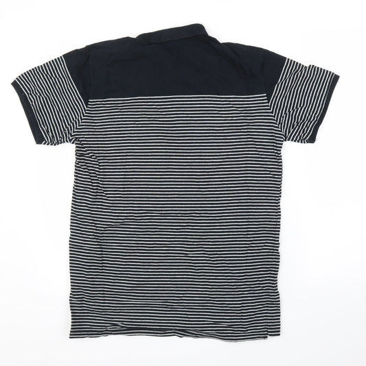 PARK Mens Black Striped T-Shirt Size L