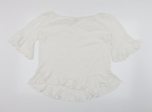 Papaya Womens White Basic Blouse Size L