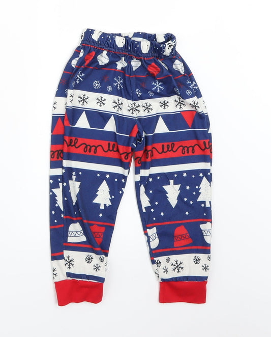 Preworn Boys Blue Fair Isle Pyjama Set Size 2 Years