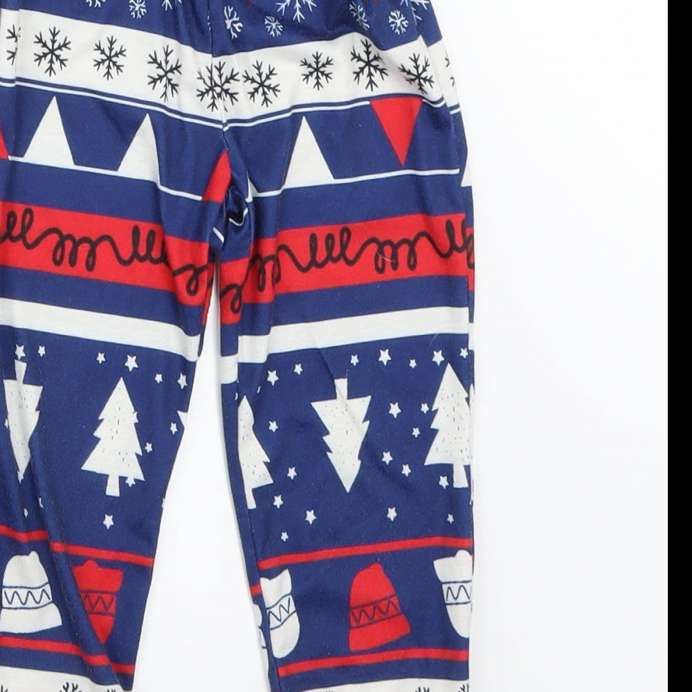 Preworn Boys Blue Fair Isle Pyjama Set Size 2 Years