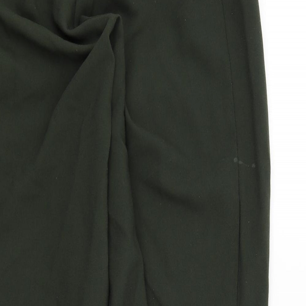 Brand and care label for ASOS women’s green trousers, size UK 6, 25-inch leg