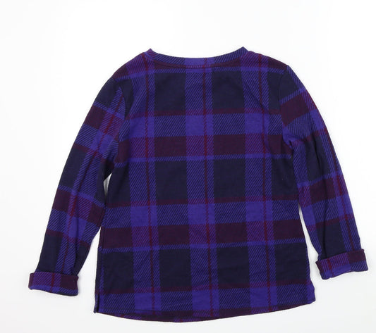 M&S Womens Purple Check Pullover Jumper Size 10
