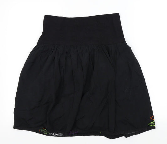 DEBINHAMS Womens Black Floral Flare Skirt Size 8