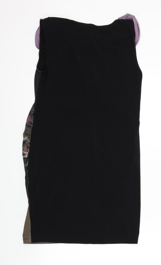 Body Flirt Womens Black Floral A-Line Size 40