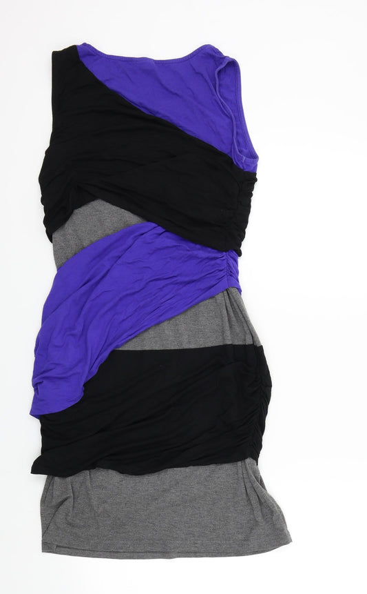 Body Flirt Womens Blue Colourblock A-Line Size 40