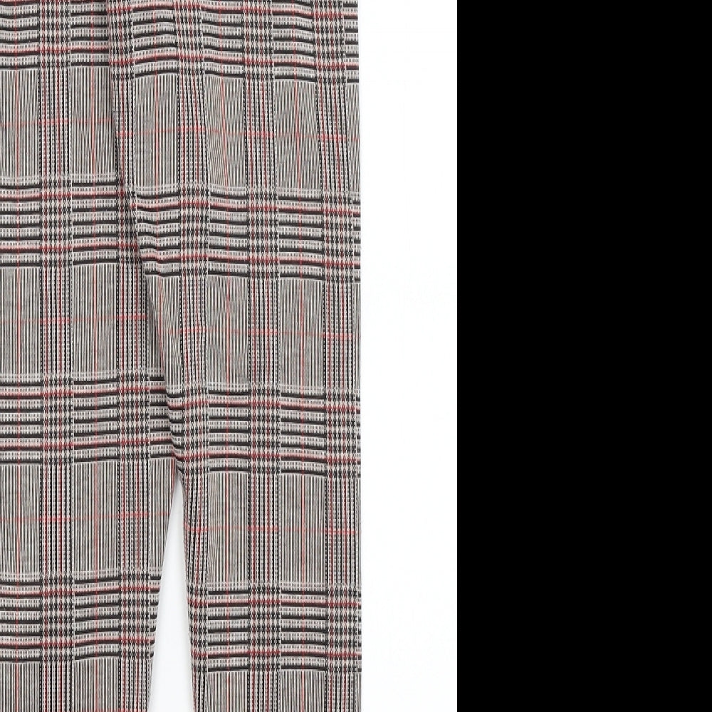 M&S Womens Brown Plaid Trousers Size 6 L25.5 in