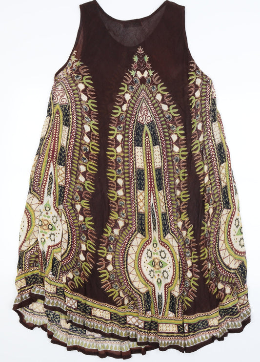 Odel Womens Brown Paisley A-Line Size 10