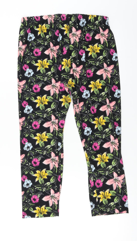 Origionals Womens Black Floral Trousers Size L L20 in