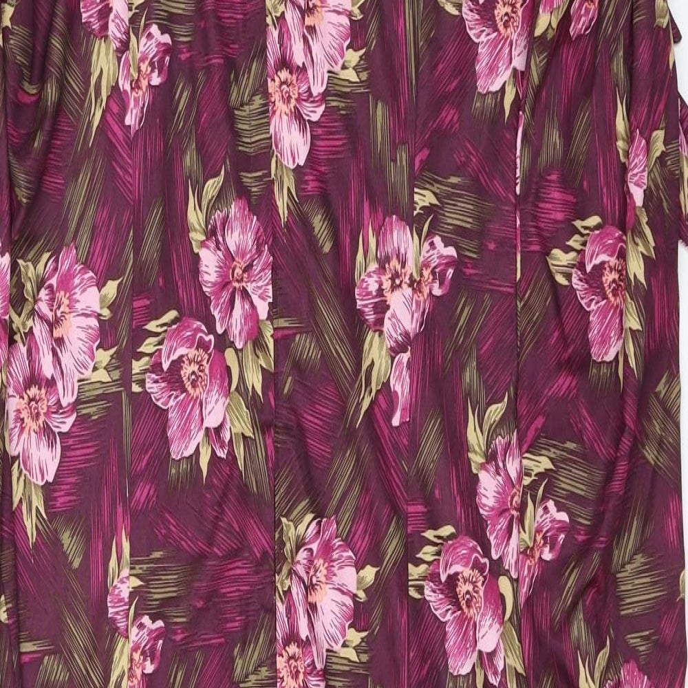 Preworn Womens Purple Floral A-Line Size 14