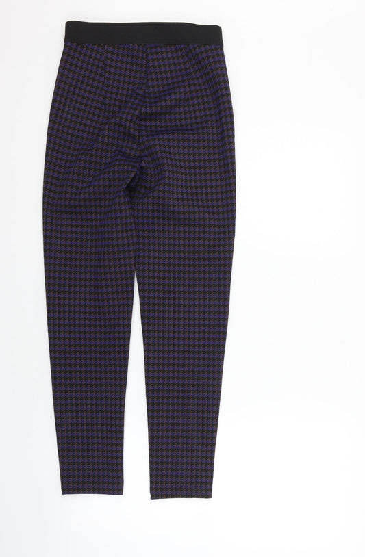 Marks and Spencer Womens Purple Check Jegging Leggings Size 6 L26 in