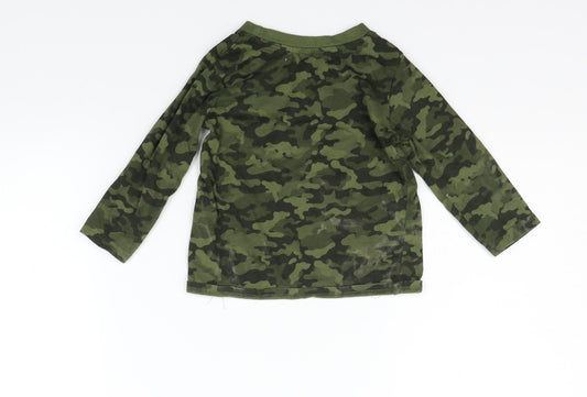 Primark Girls Green Geometric Basic T-Shirt Size 12-18 Months