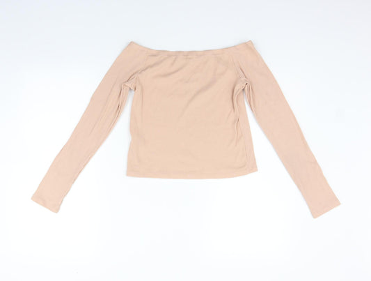Divided Womens Beige Basic T-Shirt Size L