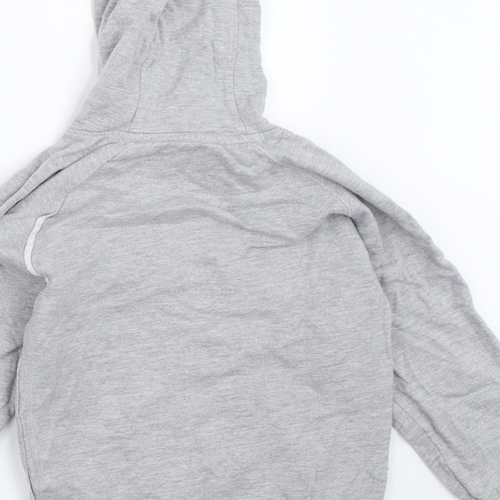 Brand and care label for Rebel boys’ grey pullover hoodie, size 6-7, years