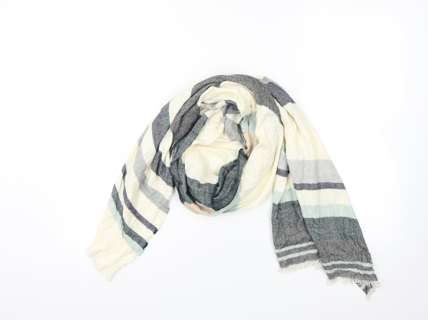 Preworn Unisex White Striped Scarf
