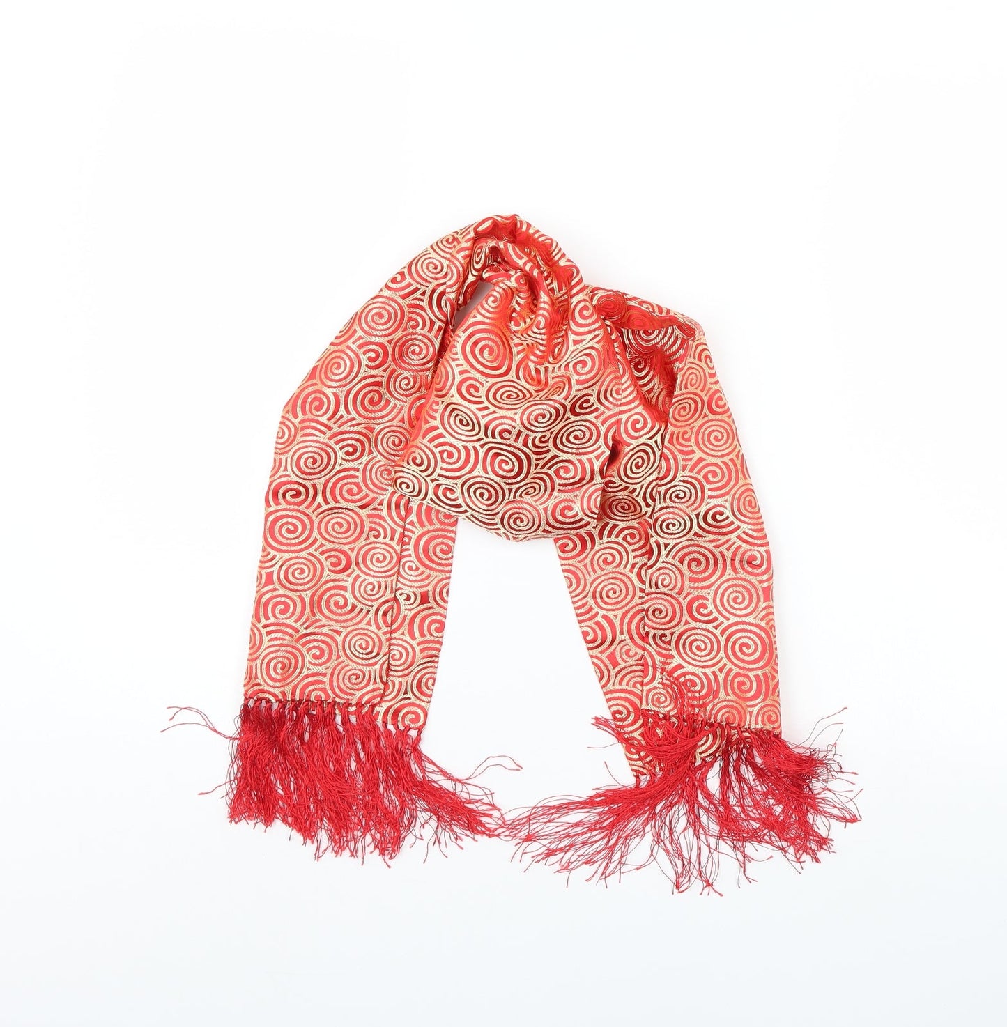 Preworn Womens Red Geometric Scarf