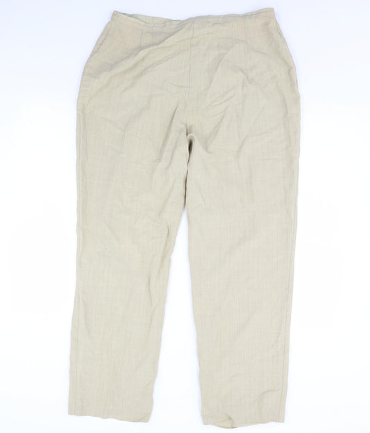m&s Womens Beige Striped Trousers Size 18 L30 in