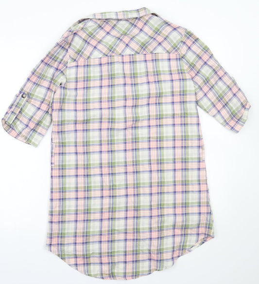 Orelyo Womens White Check Basic Button-Up Size S