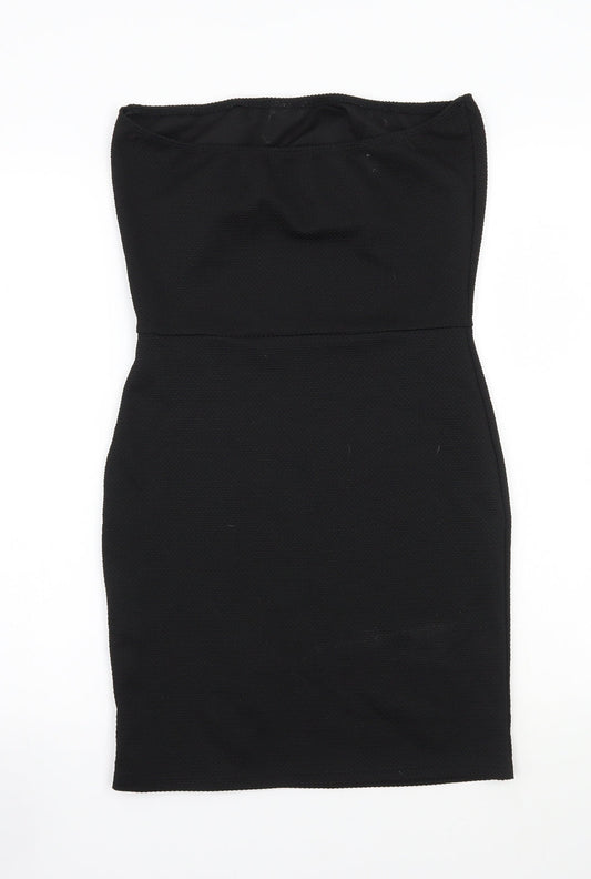 PRETTYLITTLETHING Womens Black Rayon A-Line Size 12