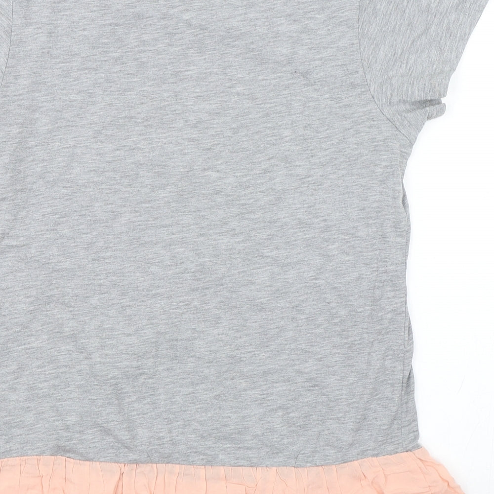 Brand and care label for Papaya women’s grey basic t-shirt, size UK 8