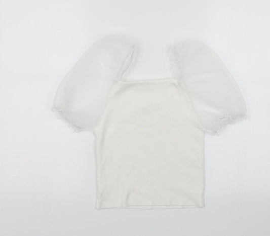 Flamant Rose Womens White Basic Blouse Size S