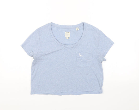 Jack Wills Womens Blue Cropped T-Shirt Size 8 - Cut to length